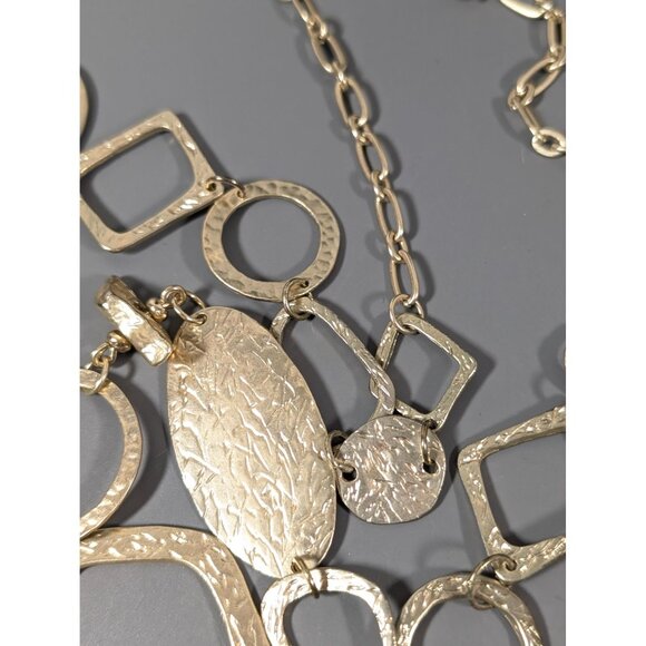 Chicos Gold Tone Textured Hammered STyle Geometric Long Chain Necklace 40" - Picture 5 of 8